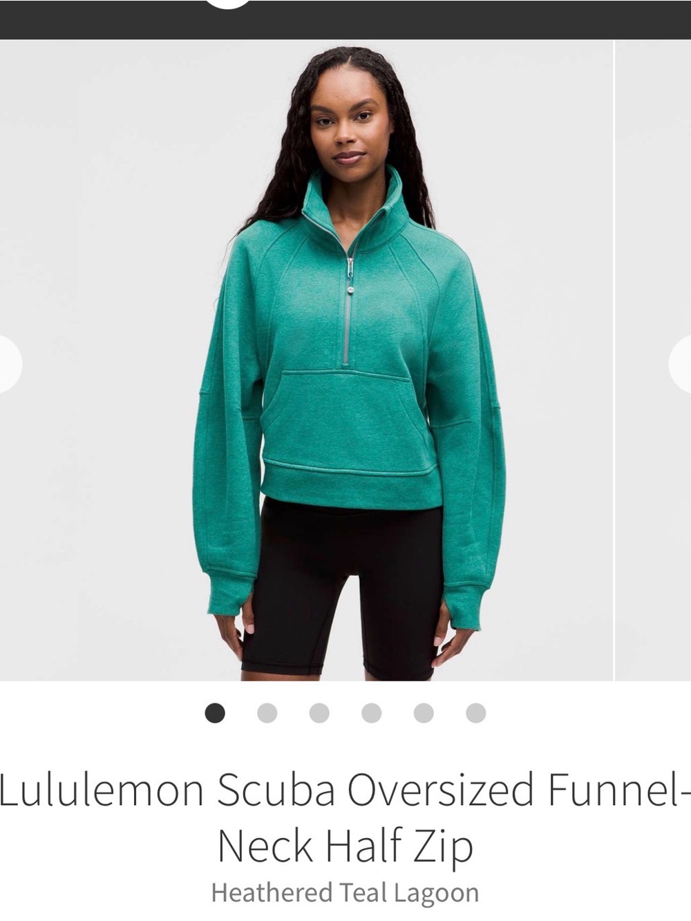 Lulu Lemon Scuba Funnel Neck Half-Zip Pullover Crop Fit Heathered Teal Lagoon